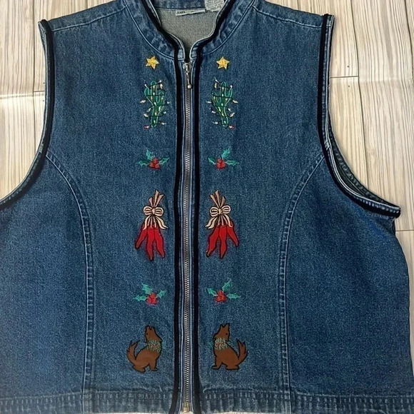Sun River Jackets & Blazers - Denim Western Christmas Vest